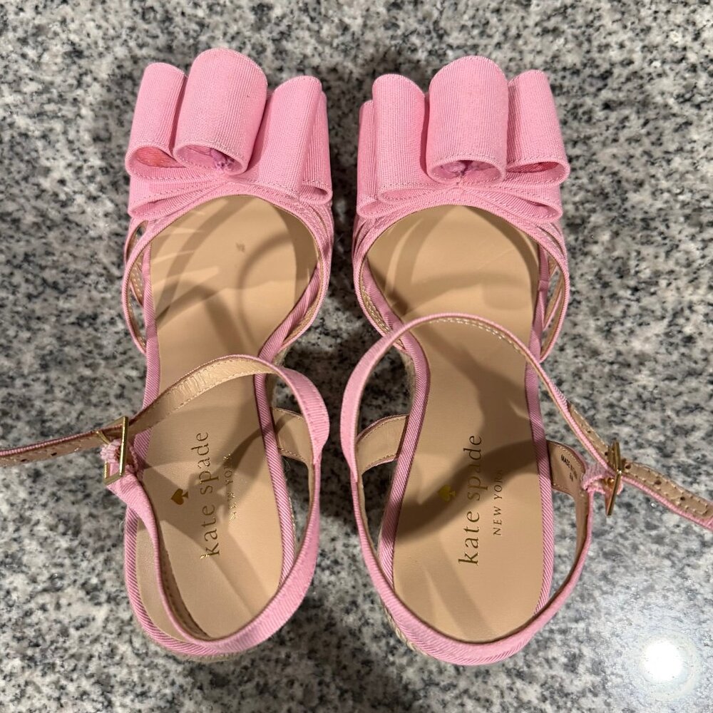 KATE SPADE PINK GROSGRAIN ESPADRILLES- SIZE 6M - NEW